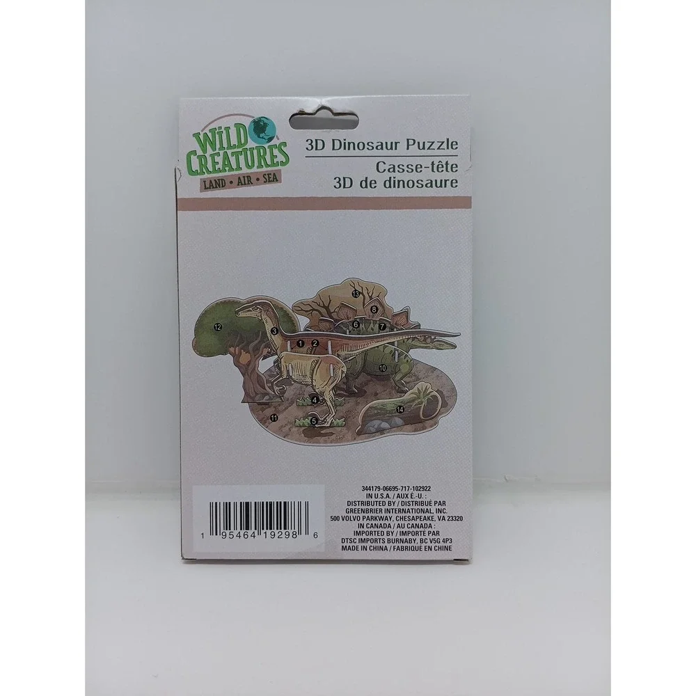 Wild Creatures 3D Dinosaur Puzzle New In Box, Unopened, Complete